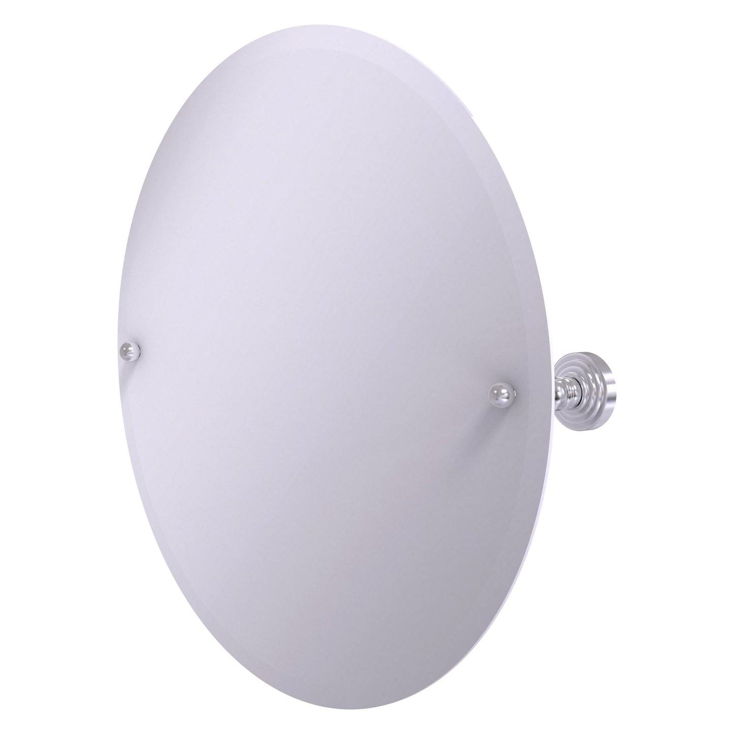 Allied Brass Prestige Skyline 22" x 22" Satin Chrome Solid Brass Frameless Round Tilt Mirror With Beveled Edge