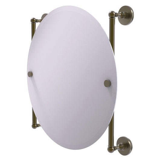 Allied Brass Prestige Skyline 22" x 3.8" Antique Brass Solid Brass Round Frameless Rail Mounted Mirror