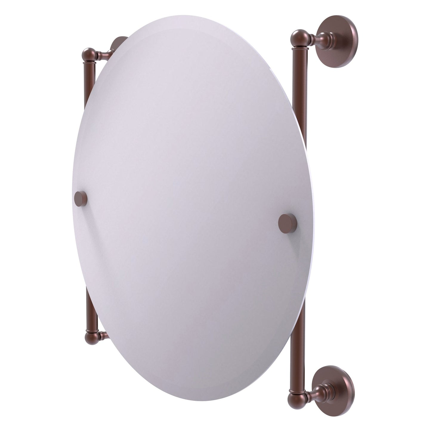 Allied Brass Prestige Skyline 22" x 3.8" Antique Copper Solid Brass Round Frameless Rail Mounted Mirror