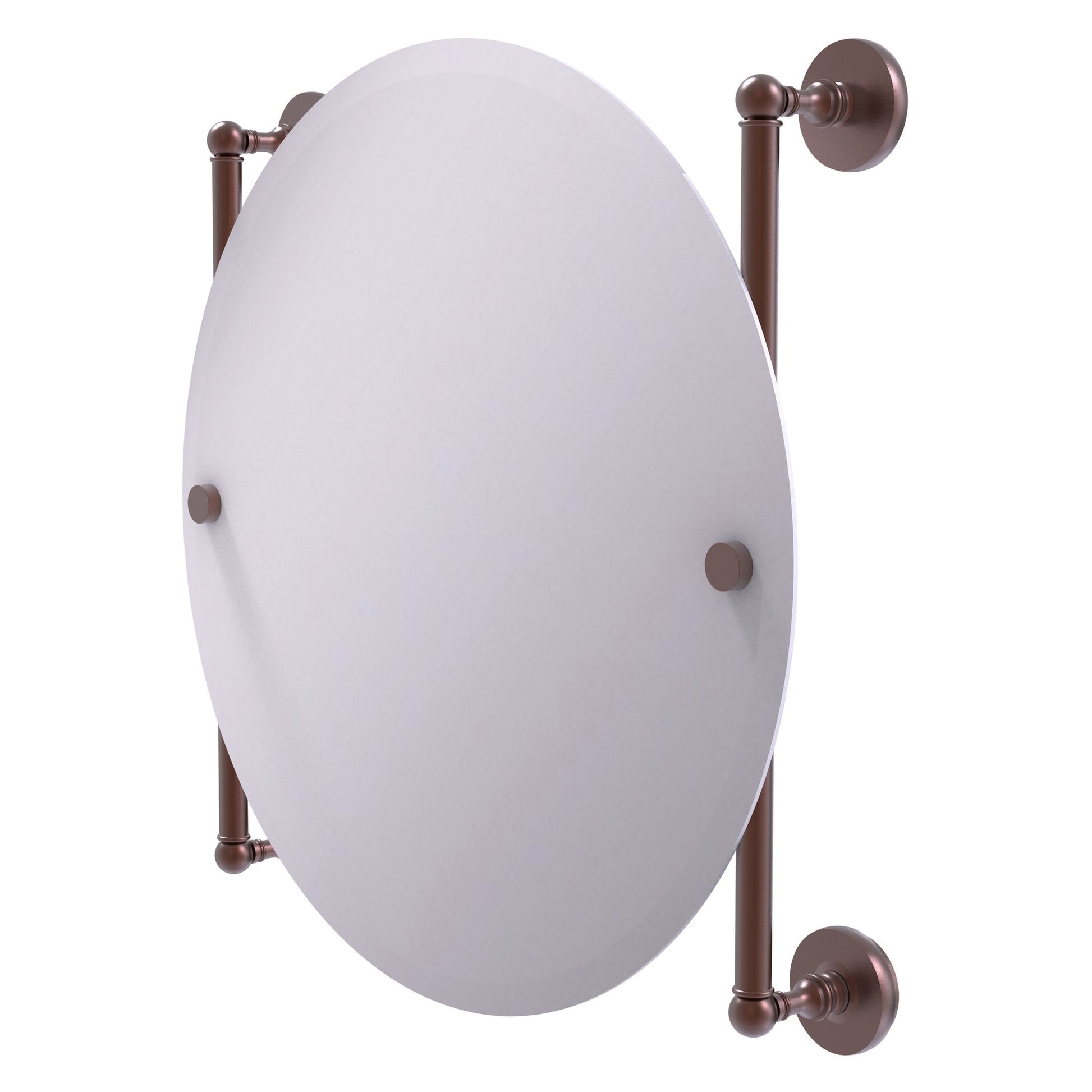 Allied Brass Prestige Skyline 22" x 3.8" Antique Copper Solid Brass Round Frameless Rail Mounted Mirror