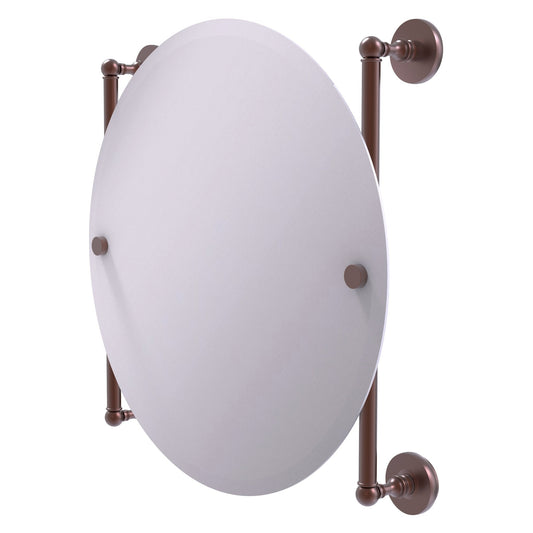 Allied Brass Prestige Skyline 22" x 3.8" Antique Copper Solid Brass Round Frameless Rail Mounted Mirror