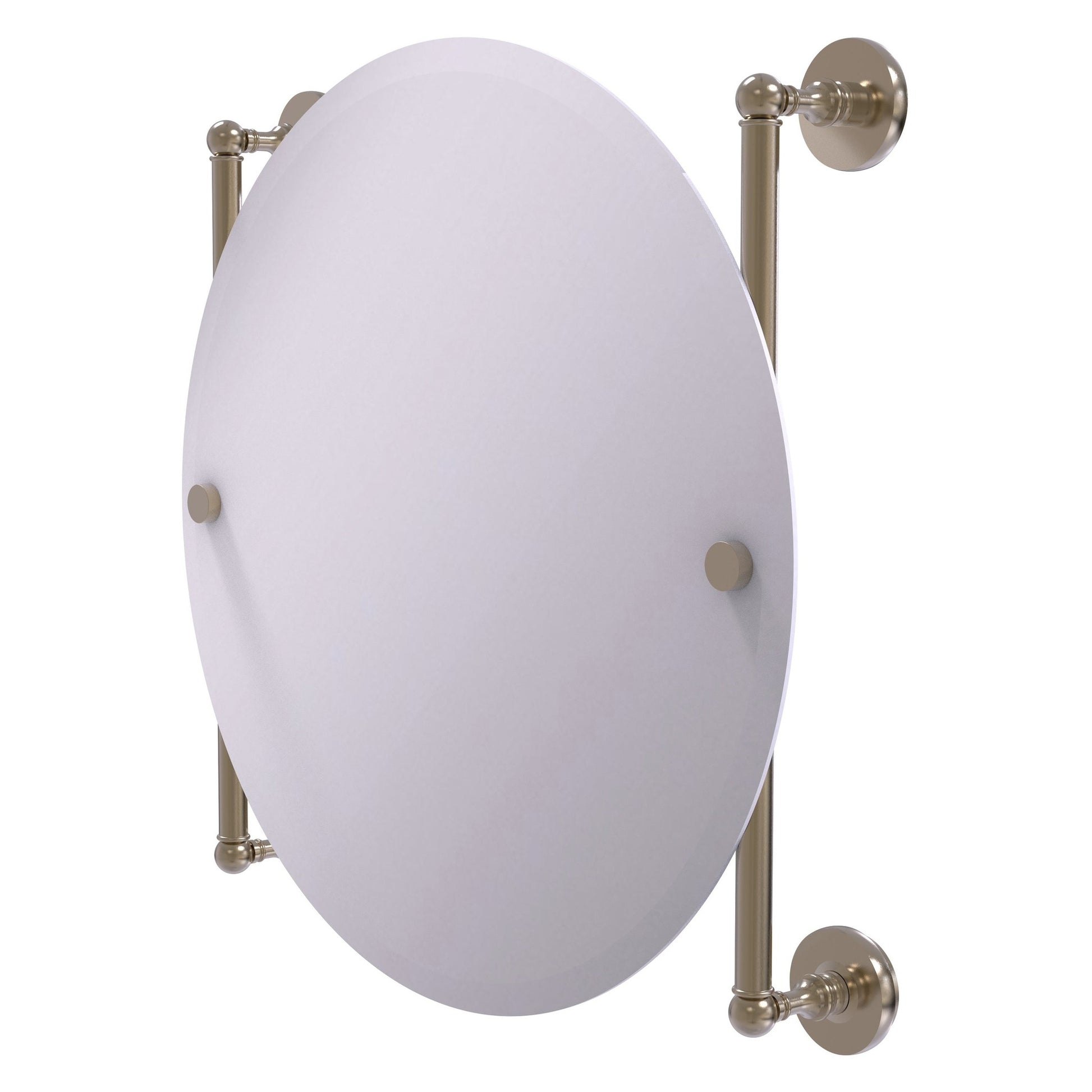 Allied Brass Prestige Skyline 22" x 3.8" Antique Pewter Solid Brass Round Frameless Rail Mounted Mirror