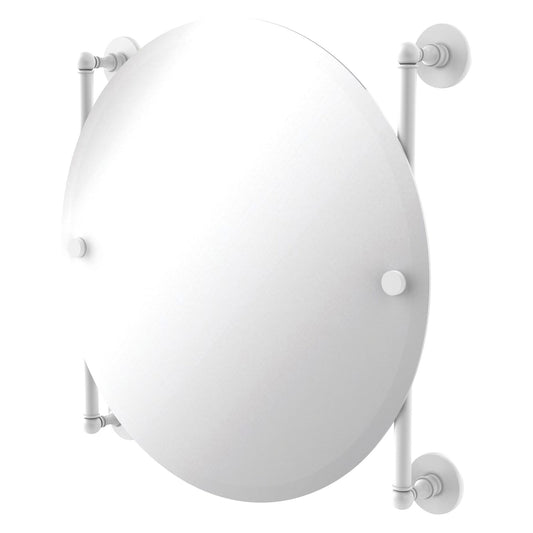 Allied Brass Prestige Skyline 22" x 3.8" Matte White Solid Brass Round Frameless Rail Mounted Mirror