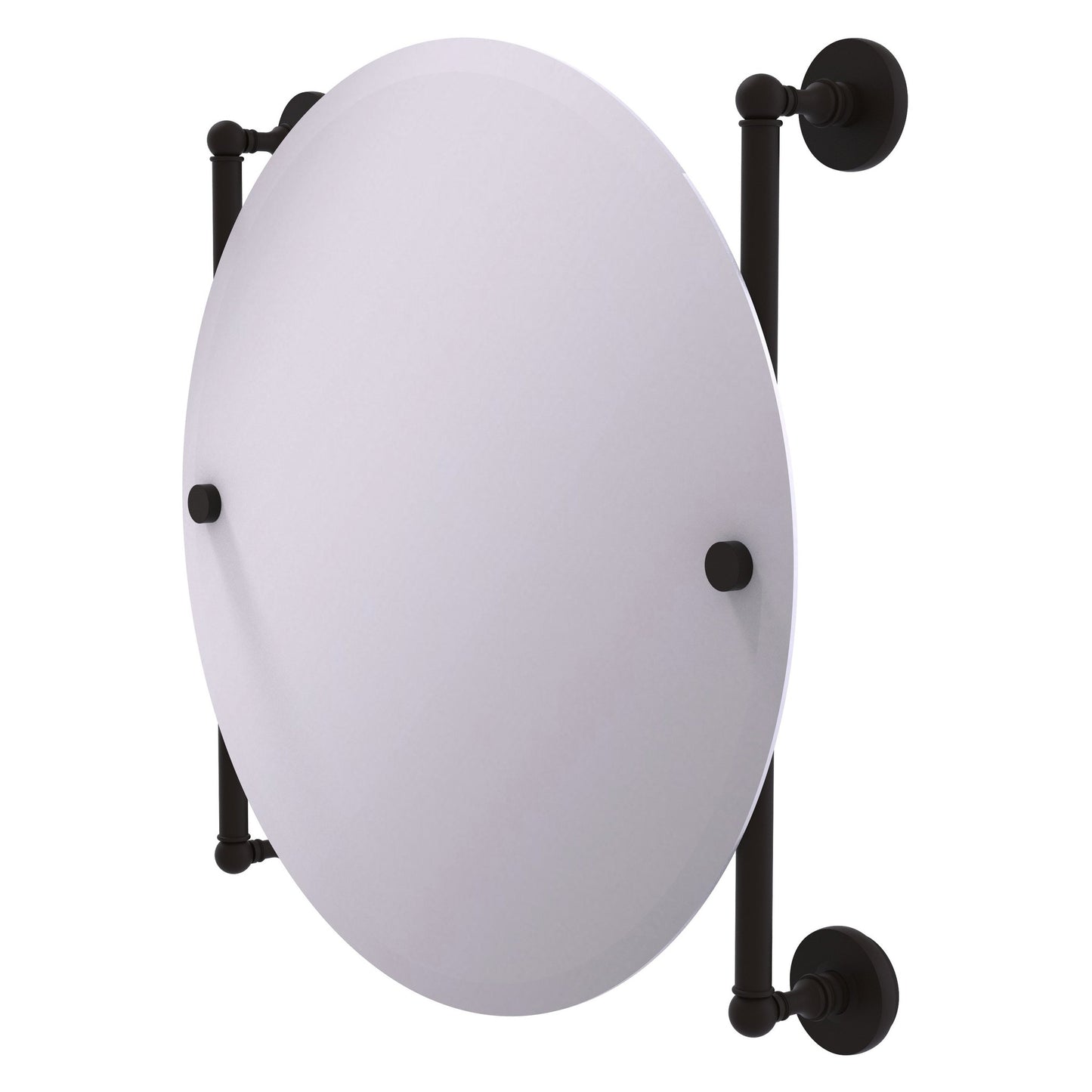 Allied Brass Prestige Skyline 22" x 3.8" Oil Rubbed Bronze Solid Brass Round Frameless Rail Mounted Mirror