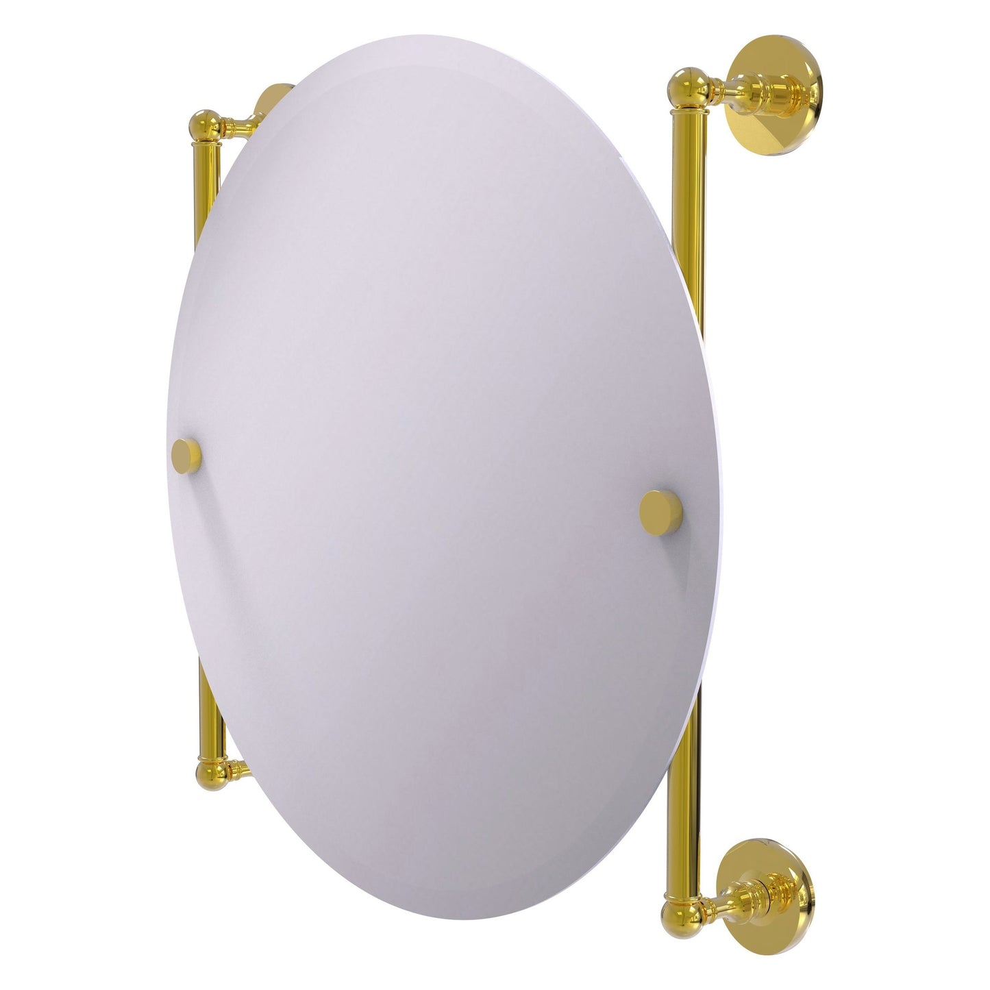 Allied Brass Prestige Skyline 22" x 3.8" Polished Brass Solid Brass Round Frameless Rail Mounted Mirror