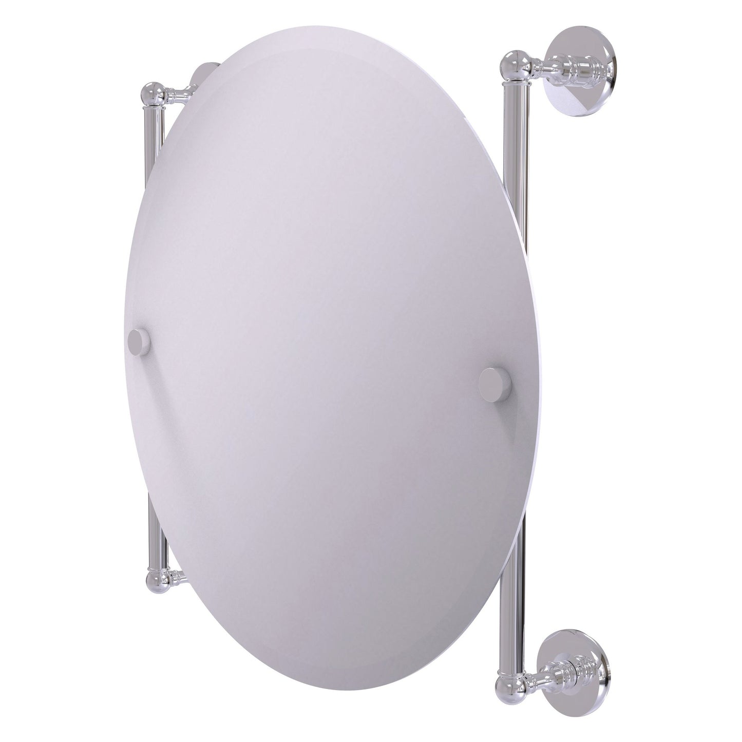 Allied Brass Prestige Skyline 22" x 3.8" Polished Chrome Solid Brass Round Frameless Rail Mounted Mirror