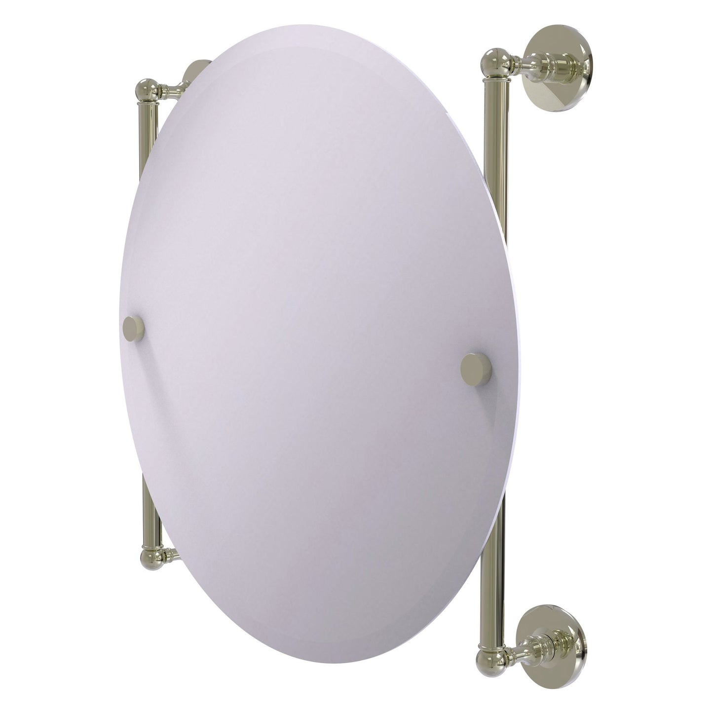 Allied Brass Prestige Skyline 22" x 3.8" Polished Nickel Solid Brass Round Frameless Rail Mounted Mirror