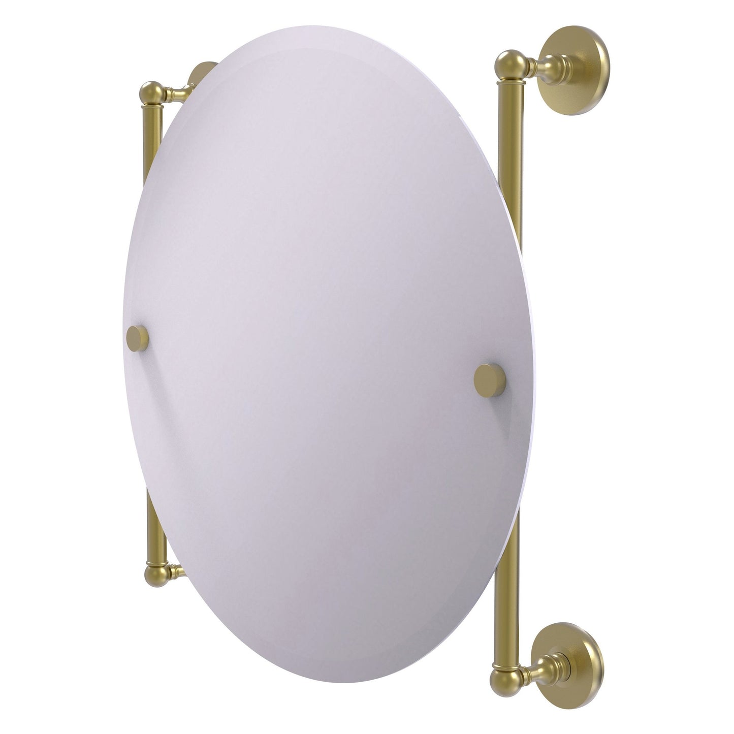 Allied Brass Prestige Skyline 22" x 3.8" Satin Brass Solid Brass Round Frameless Rail Mounted Mirror