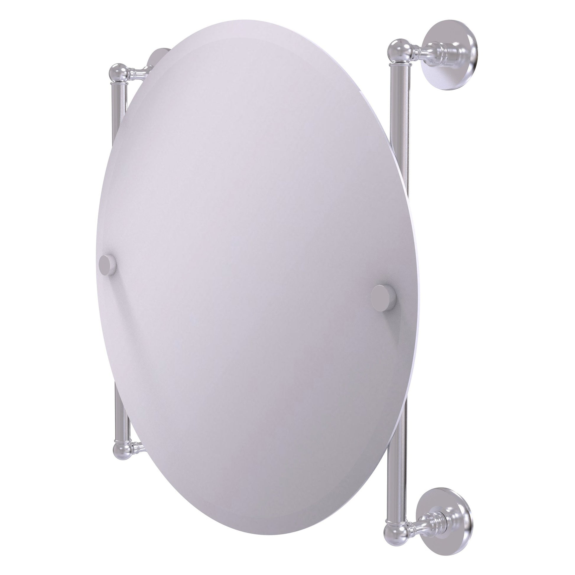 Allied Brass Prestige Skyline 22" x 3.8" Satin Chrome Solid Brass Round Frameless Rail Mounted Mirror