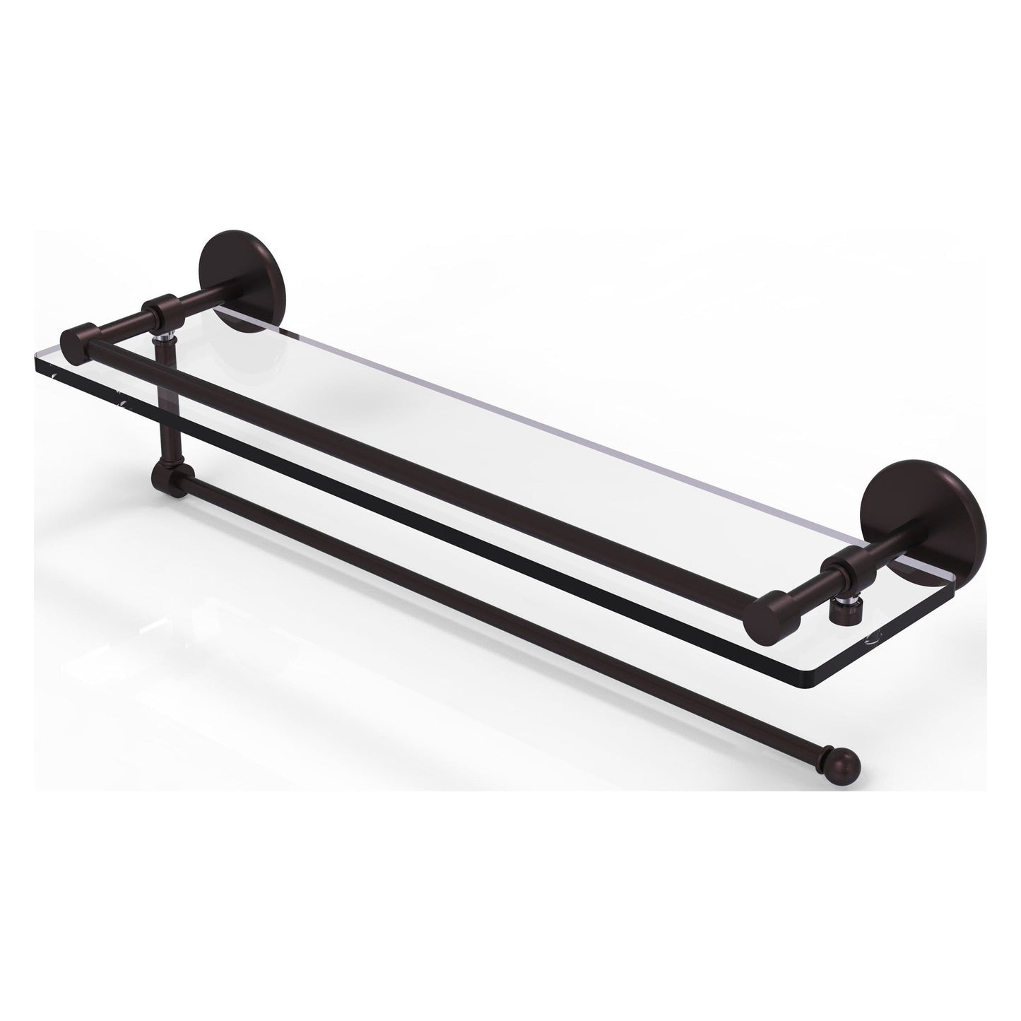 Allied Brass Prestige Skyline 22" x 5" Antique Bronze Solid Brass Paper Towel Holder With 22" Gallery Glass Shelf
