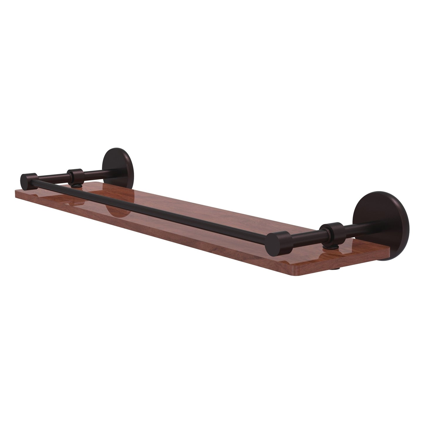 Allied Brass Prestige Skyline 22" x 5" Antique Bronze Solid Brass Solid IPE Ironwood Shelf With Gallery Rail