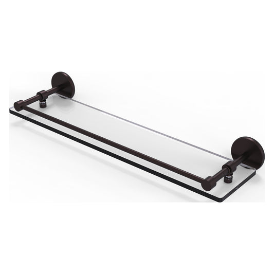Allied Brass Prestige Skyline 22" x 5" Antique Bronze Solid Brass Tempered Glass Shelf With Gallery Rail