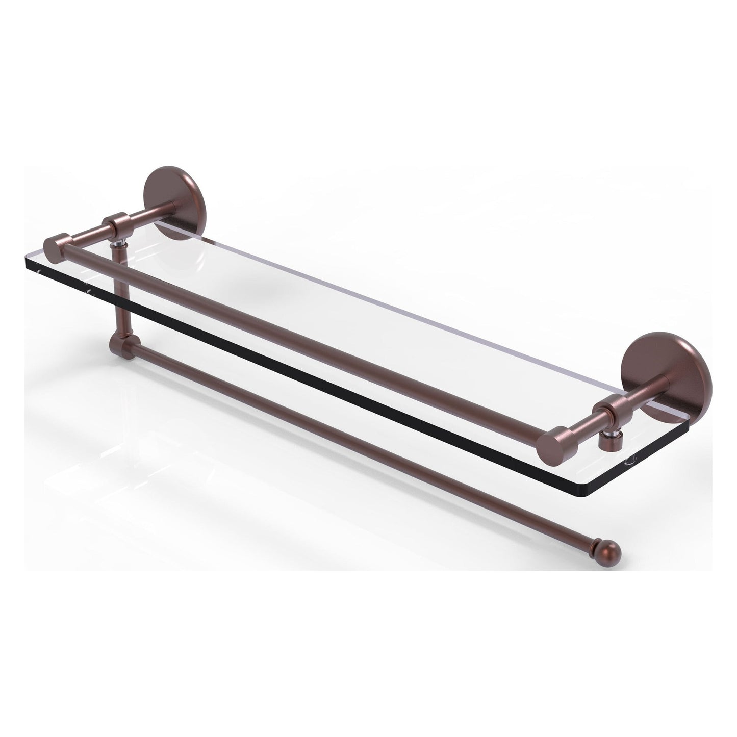 Allied Brass Prestige Skyline 22" x 5" Antique Copper Solid Brass Paper Towel Holder With 22" Gallery Glass Shelf