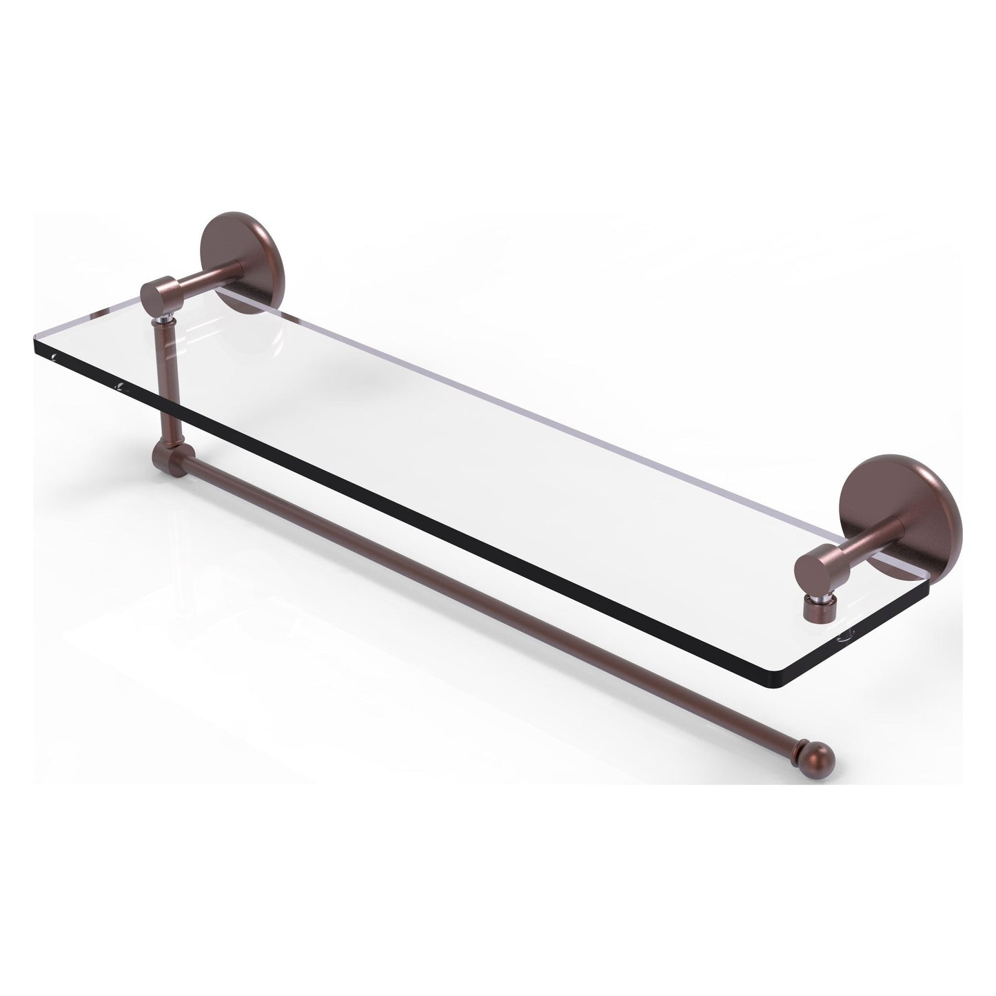 Allied Brass Prestige Skyline 22" x 5" Antique Copper Solid Brass Paper Towel Holder With 22" Glass Shelf