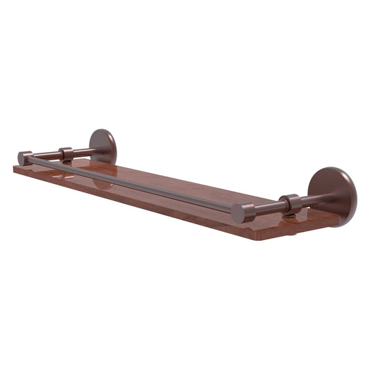 Allied Brass Prestige Skyline 22" x 5" Antique Copper Solid Brass Solid IPE Ironwood Shelf With Gallery Rail