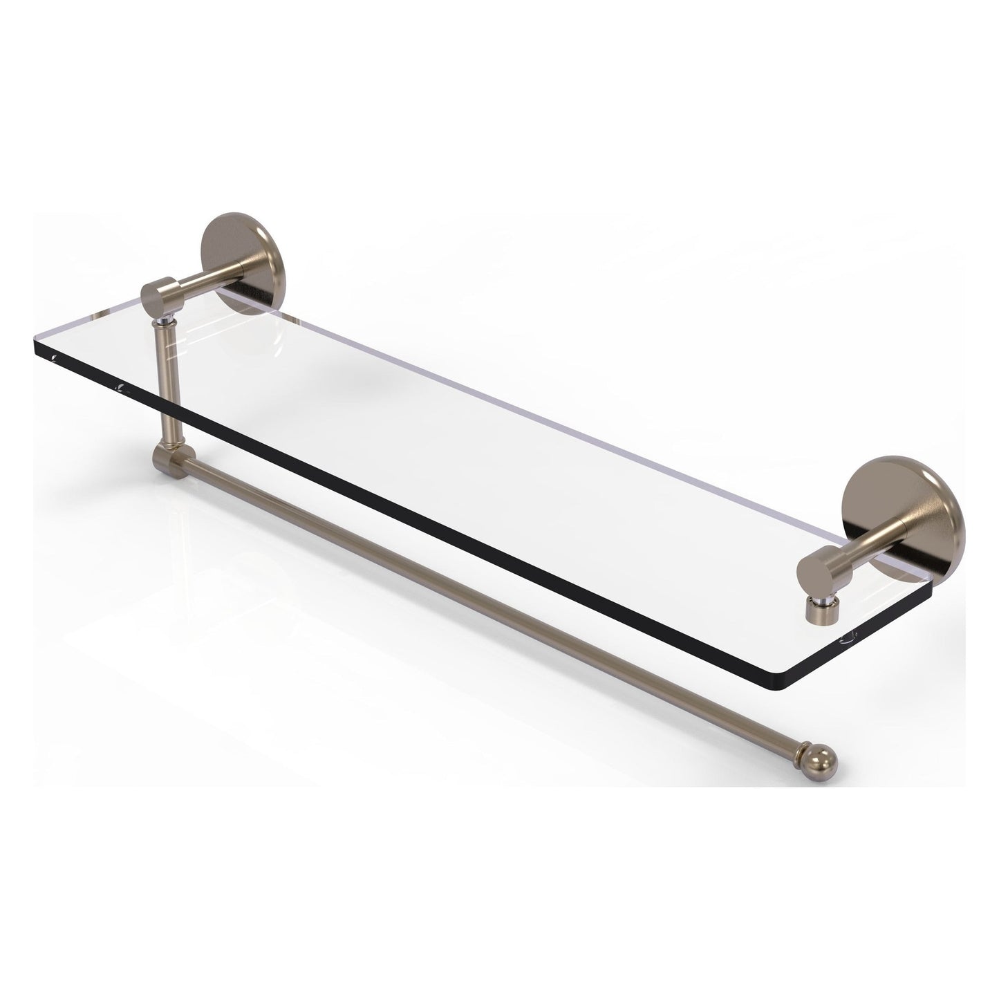 Allied Brass Prestige Skyline 22" x 5" Antique Pewter Solid Brass Paper Towel Holder With 22" Glass Shelf