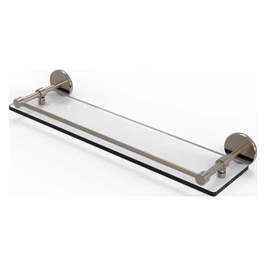 Allied Brass Prestige Skyline 22" x 5" Antique Pewter Solid Brass Tempered Glass Shelf With Gallery Rail