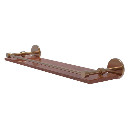 Allied Brass Prestige Skyline 22" x 5" Brushed Bronze Solid Brass Solid IPE Ironwood Shelf With Gallery Rail