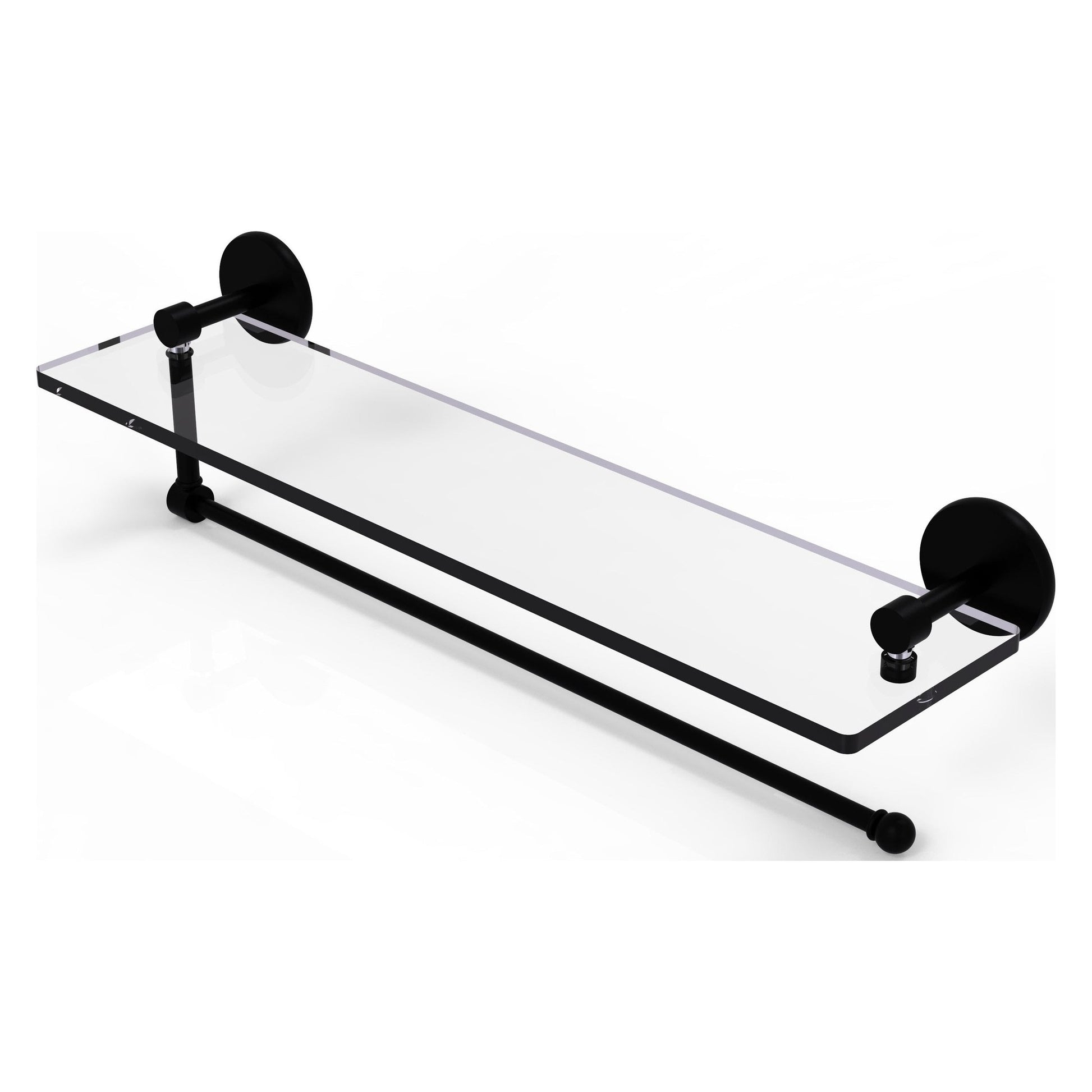 Allied Brass Prestige Skyline 22" x 5" Matte Black Solid Brass Paper Towel Holder With 22" Glass Shelf