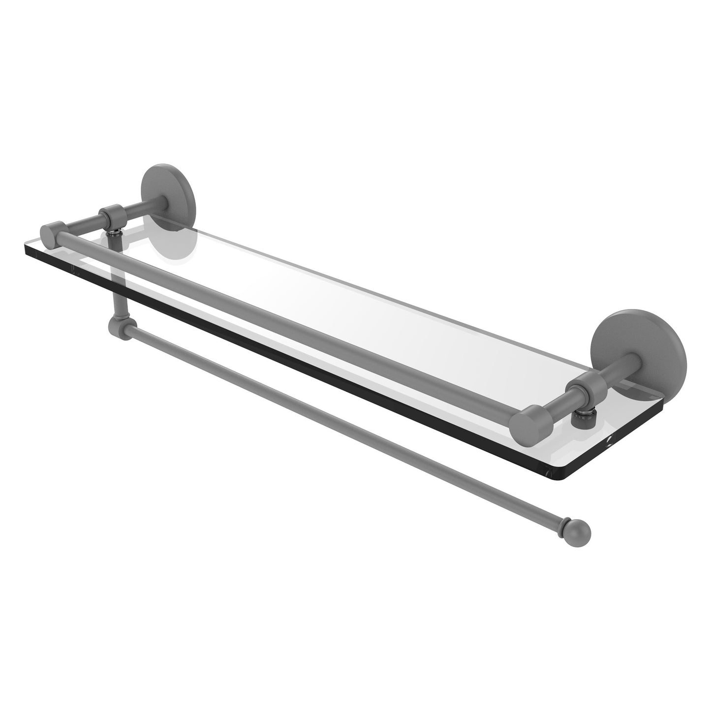 Allied Brass Prestige Skyline 22" x 5" Matte Gray Solid Brass Paper Towel Holder With 22" Gallery Glass Shelf