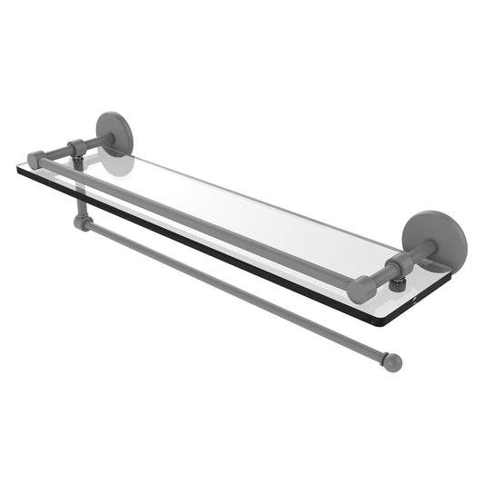 Allied Brass Prestige Skyline 22" x 5" Matte Gray Solid Brass Paper Towel Holder With 22" Gallery Glass Shelf