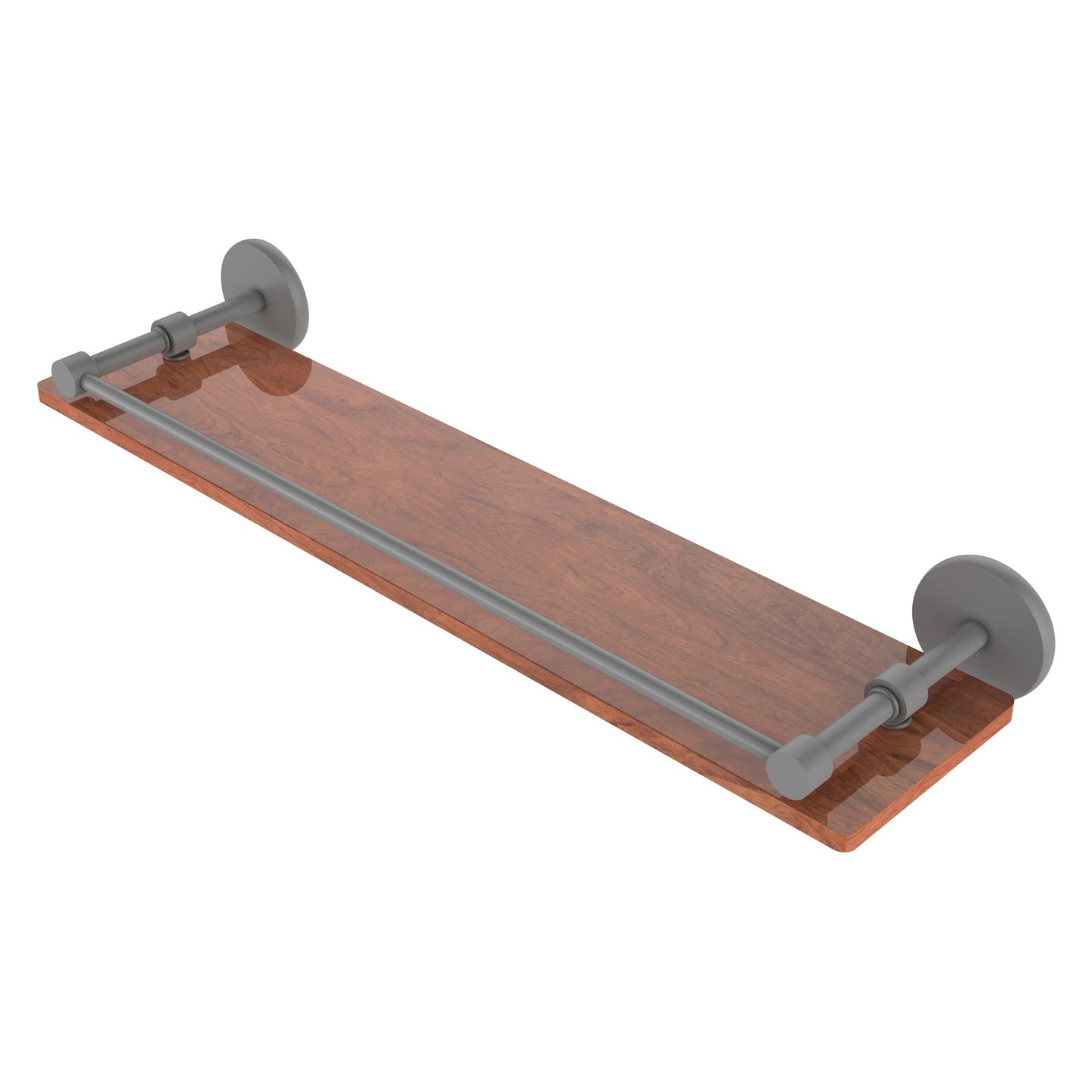 Allied Brass Prestige Skyline 22" x 5" Matte Gray Solid Brass Solid IPE Ironwood Shelf With Gallery Rail