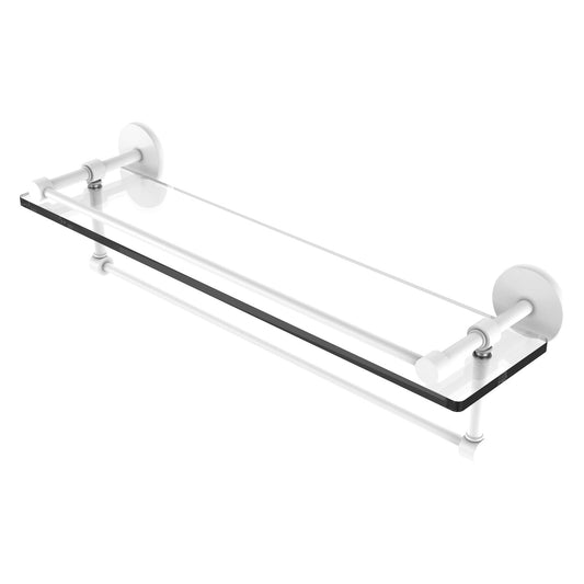 Allied Brass Prestige Skyline 22" x 5" Matte White Solid Brass Gallery Glass Shelf With Towel Bar