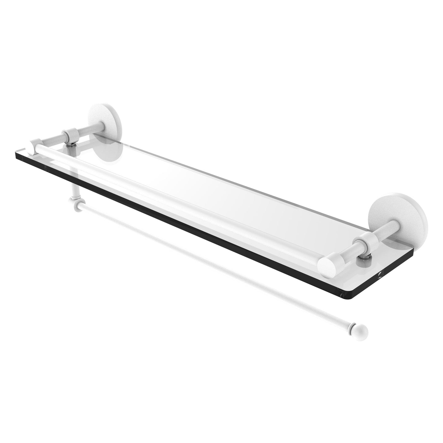 Allied Brass Prestige Skyline 22" x 5" Matte White Solid Brass Paper Towel Holder With 22" Gallery Glass Shelf
