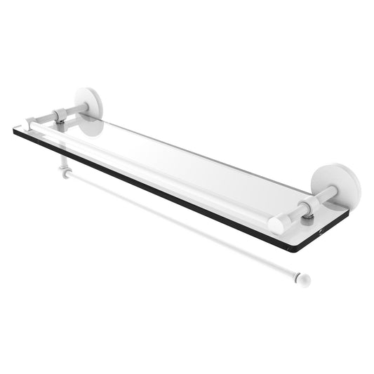 Allied Brass Prestige Skyline 22" x 5" Matte White Solid Brass Paper Towel Holder With 22" Gallery Glass Shelf