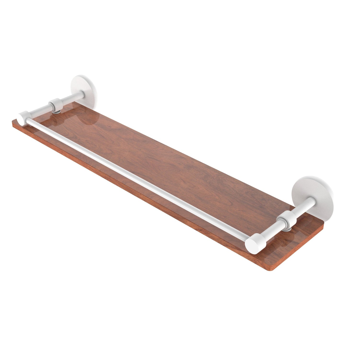 Allied Brass Prestige Skyline 22" x 5" Matte White Solid Brass Solid IPE Ironwood Shelf With Gallery Rail
