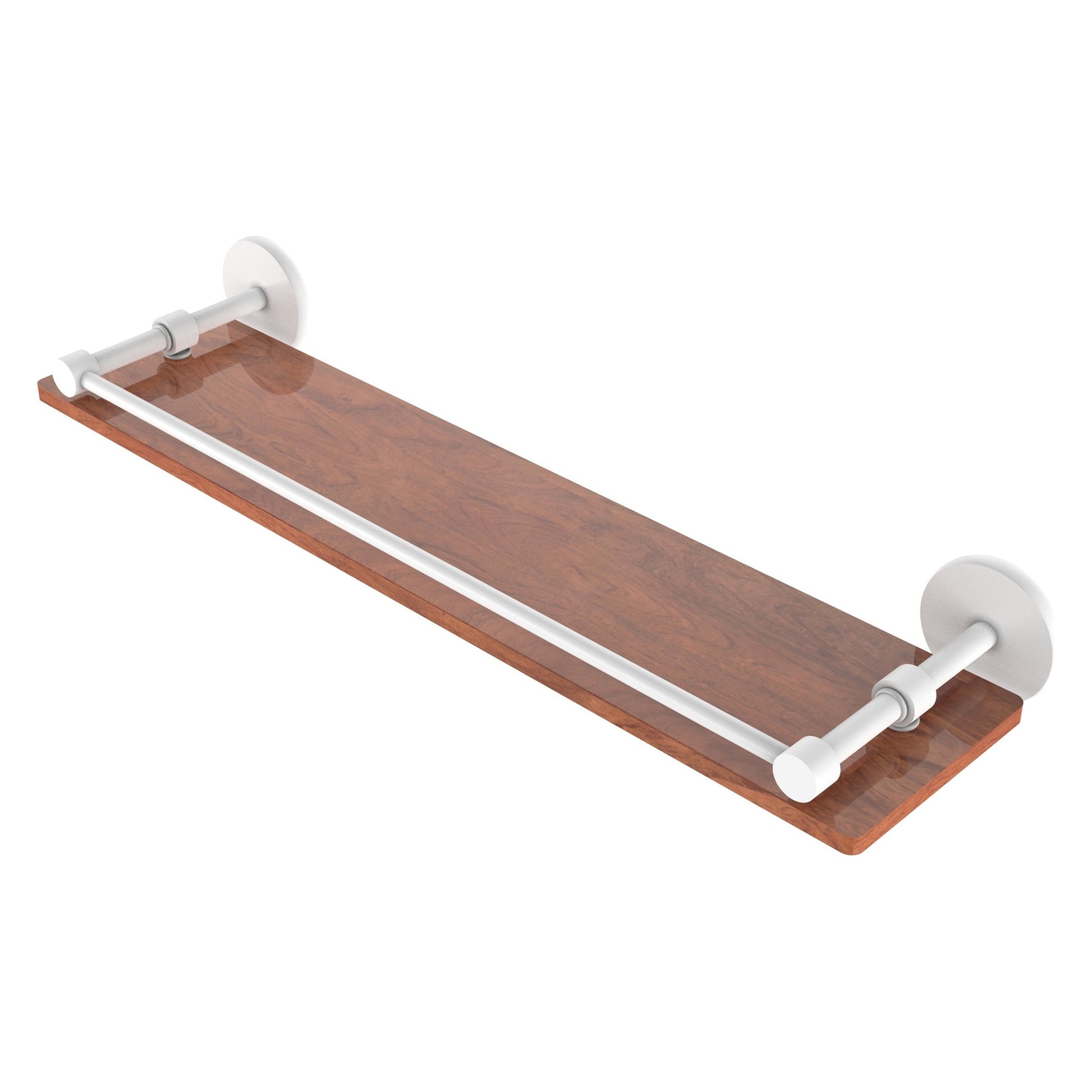 Allied Brass Prestige Skyline 22" x 5" Matte White Solid Brass Solid IPE Ironwood Shelf With Gallery Rail