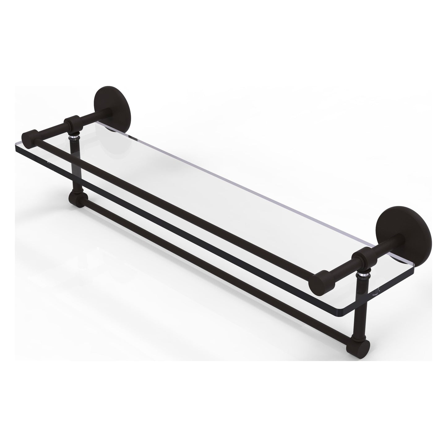 Allied Brass Prestige Skyline 22" x 5" Oil Rubbed Bronze Solid Brass Gallery Glass Shelf With Towel Bar