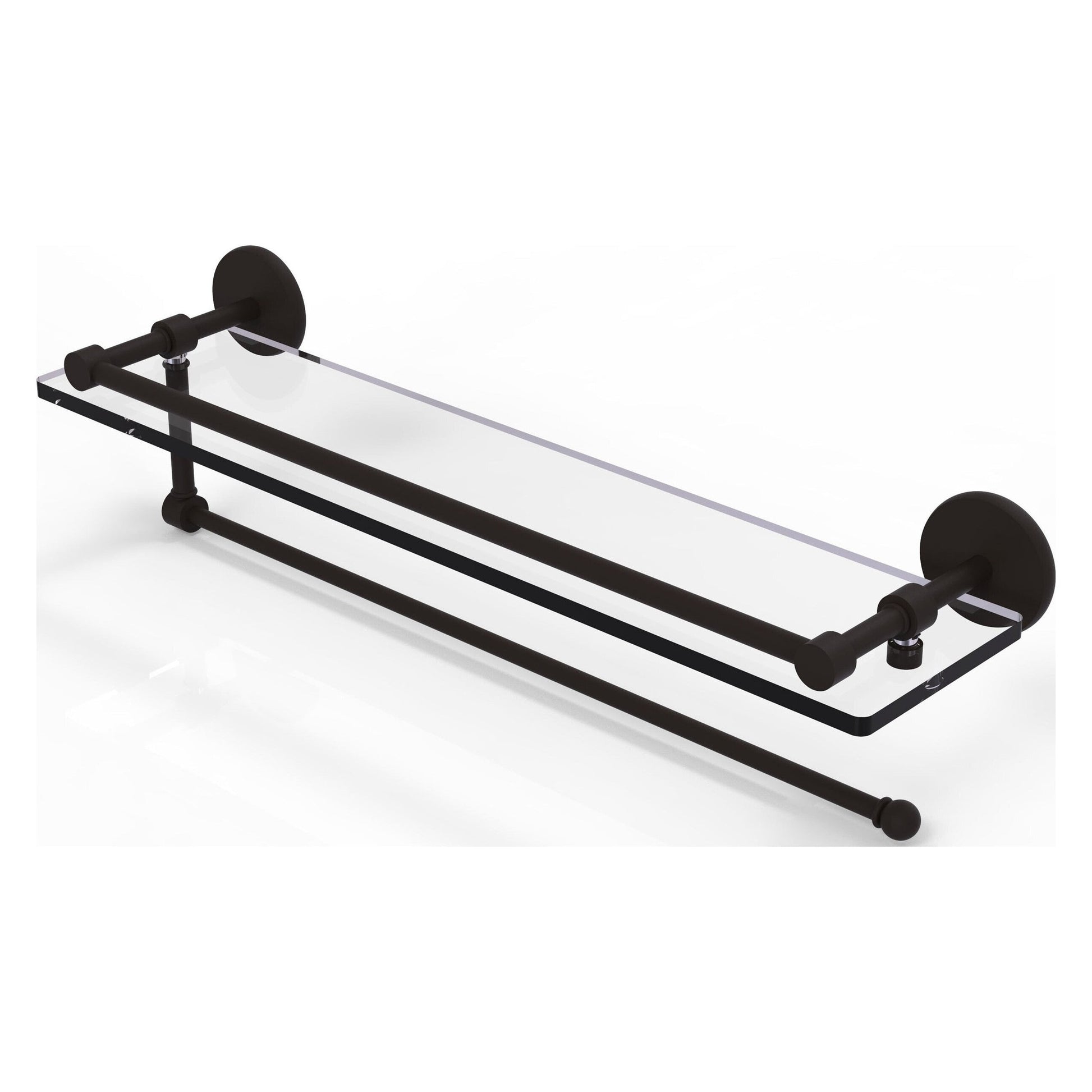 Allied Brass Prestige Skyline 22" x 5" Oil Rubbed Bronze Solid Brass Paper Towel Holder With 22" Gallery Glass Shelf