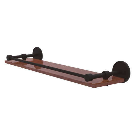 Allied Brass Prestige Skyline 22" x 5" Oil Rubbed Bronze Solid Brass Solid IPE Ironwood Shelf With Gallery Rail