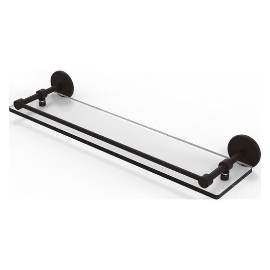 Allied Brass Prestige Skyline 22" x 5" Oil Rubbed Bronze Solid Brass Tempered Glass Shelf With Gallery Rail