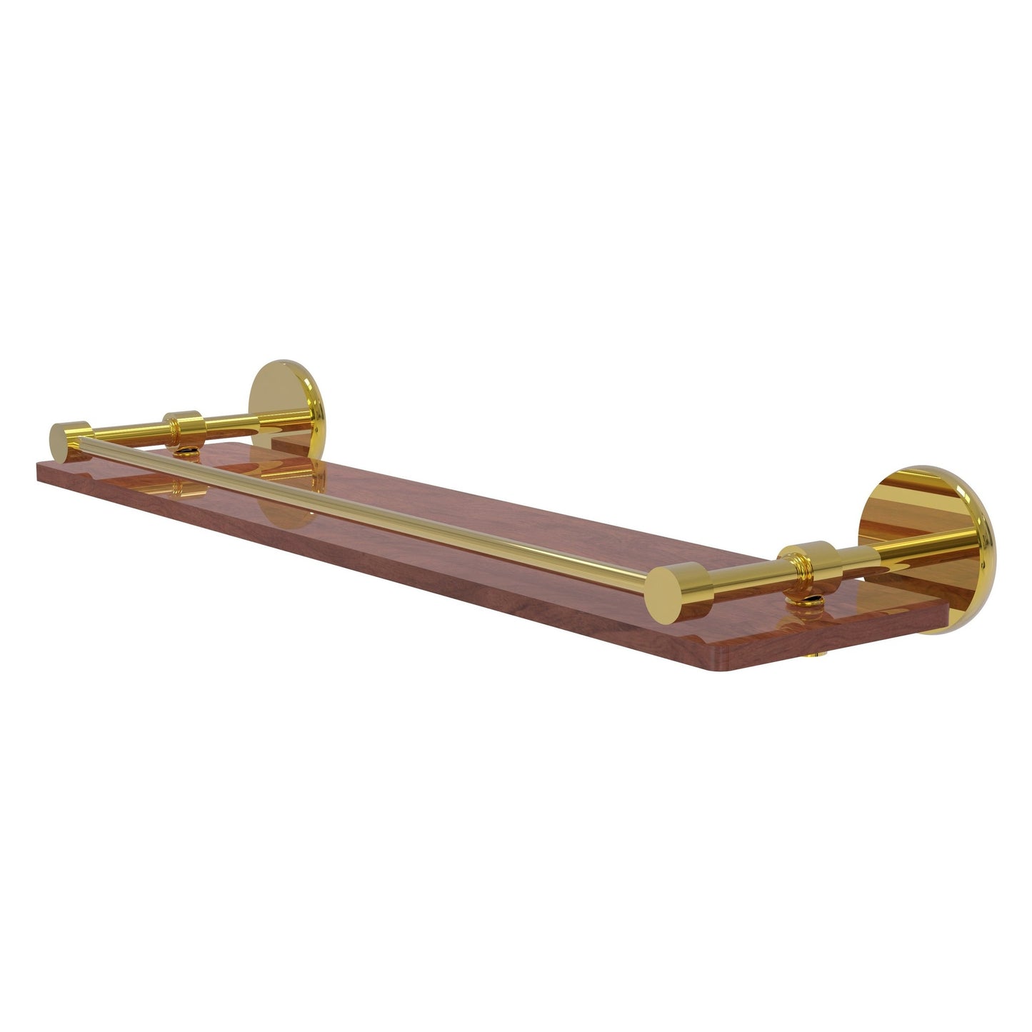 Allied Brass Prestige Skyline 22" x 5" Polished Brass Solid Brass Solid IPE Ironwood Shelf With Gallery Rail