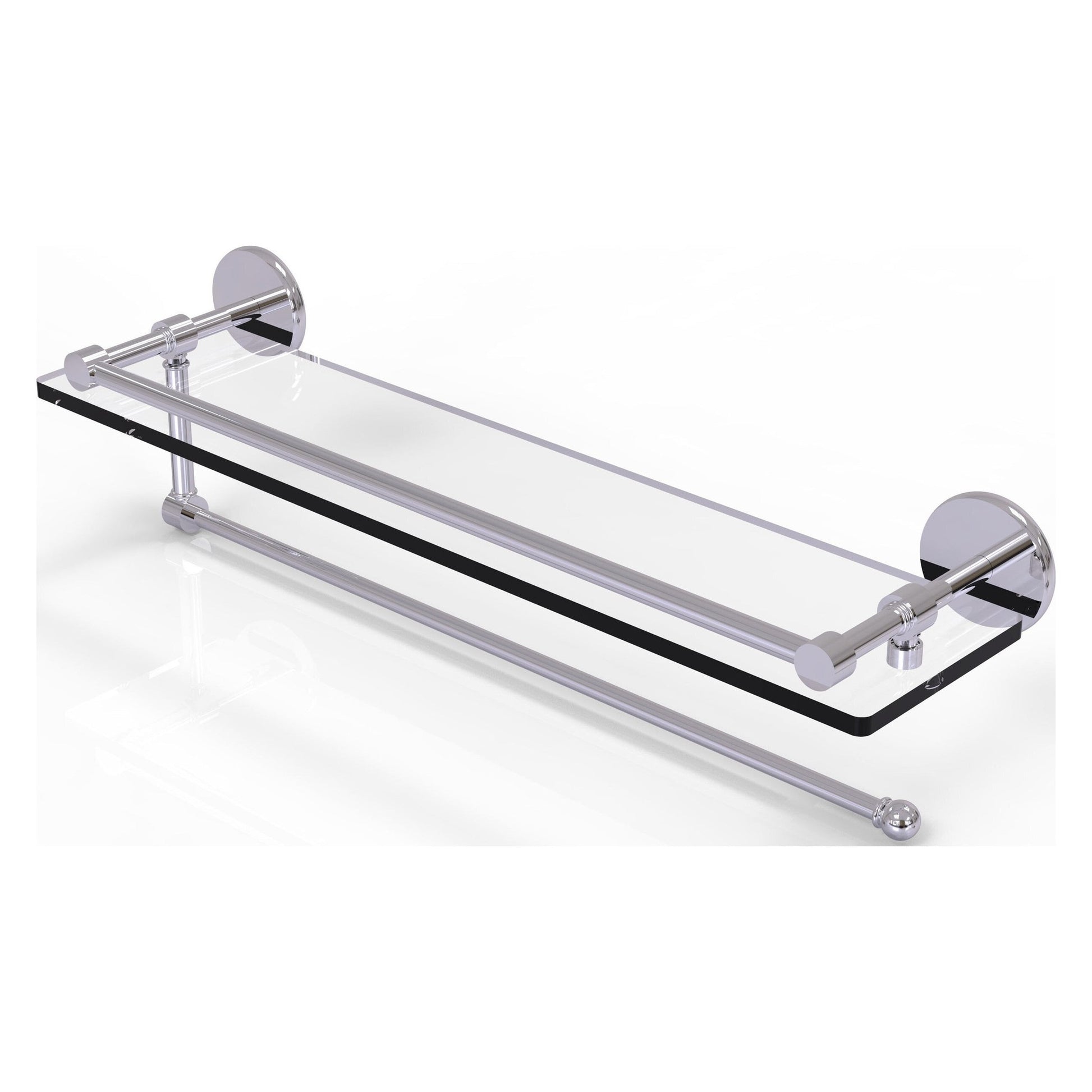 Allied Brass Prestige Skyline 22" x 5" Polished Chrome Solid Brass Paper Towel Holder With 22" Gallery Glass Shelf