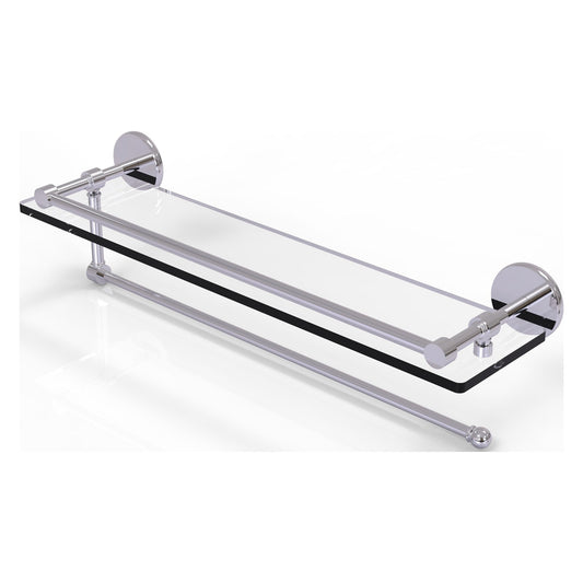Allied Brass Prestige Skyline 22" x 5" Polished Chrome Solid Brass Paper Towel Holder With 22" Gallery Glass Shelf
