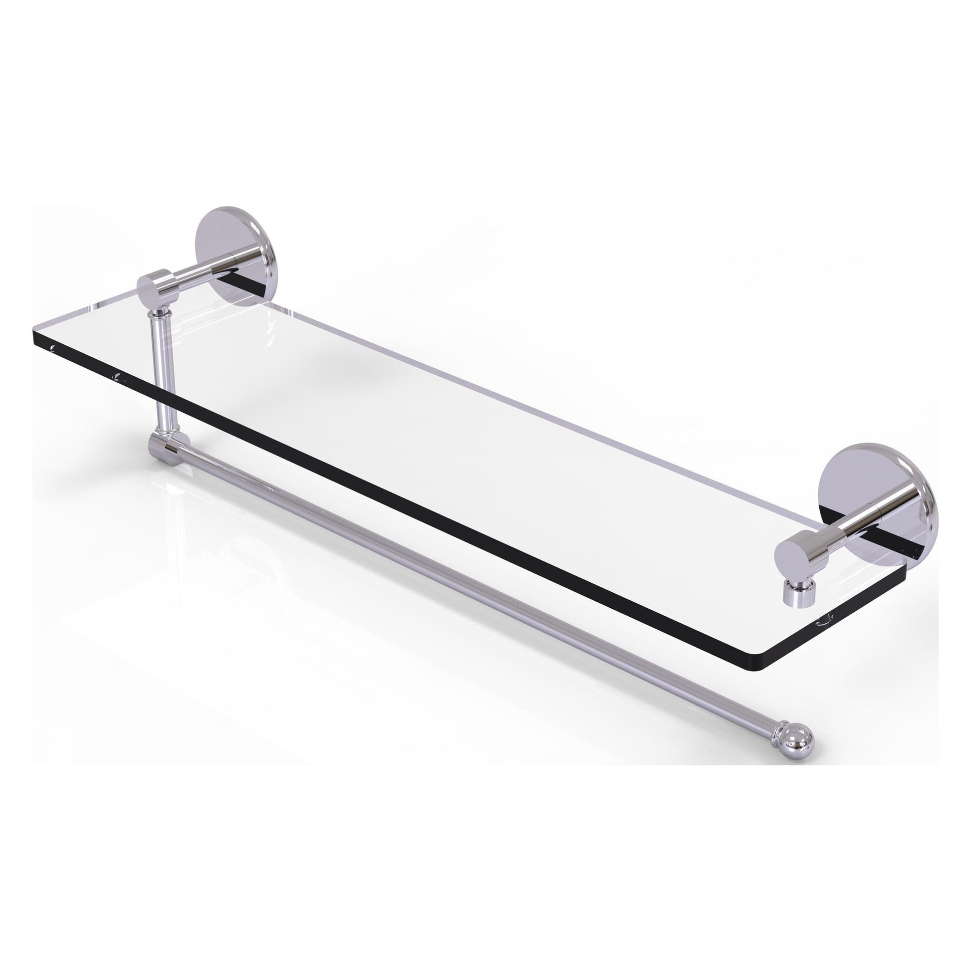 Allied Brass Prestige Skyline 22" x 5" Polished Chrome Solid Brass Paper Towel Holder With 22" Glass Shelf