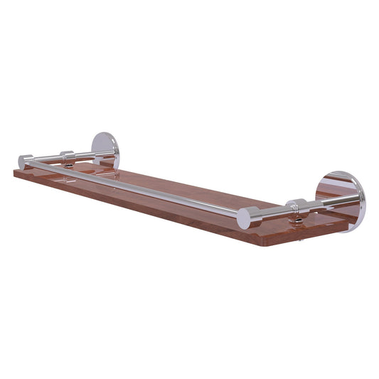 Allied Brass Prestige Skyline 22" x 5" Polished Chrome Solid Brass Solid IPE Ironwood Shelf With Gallery Rail