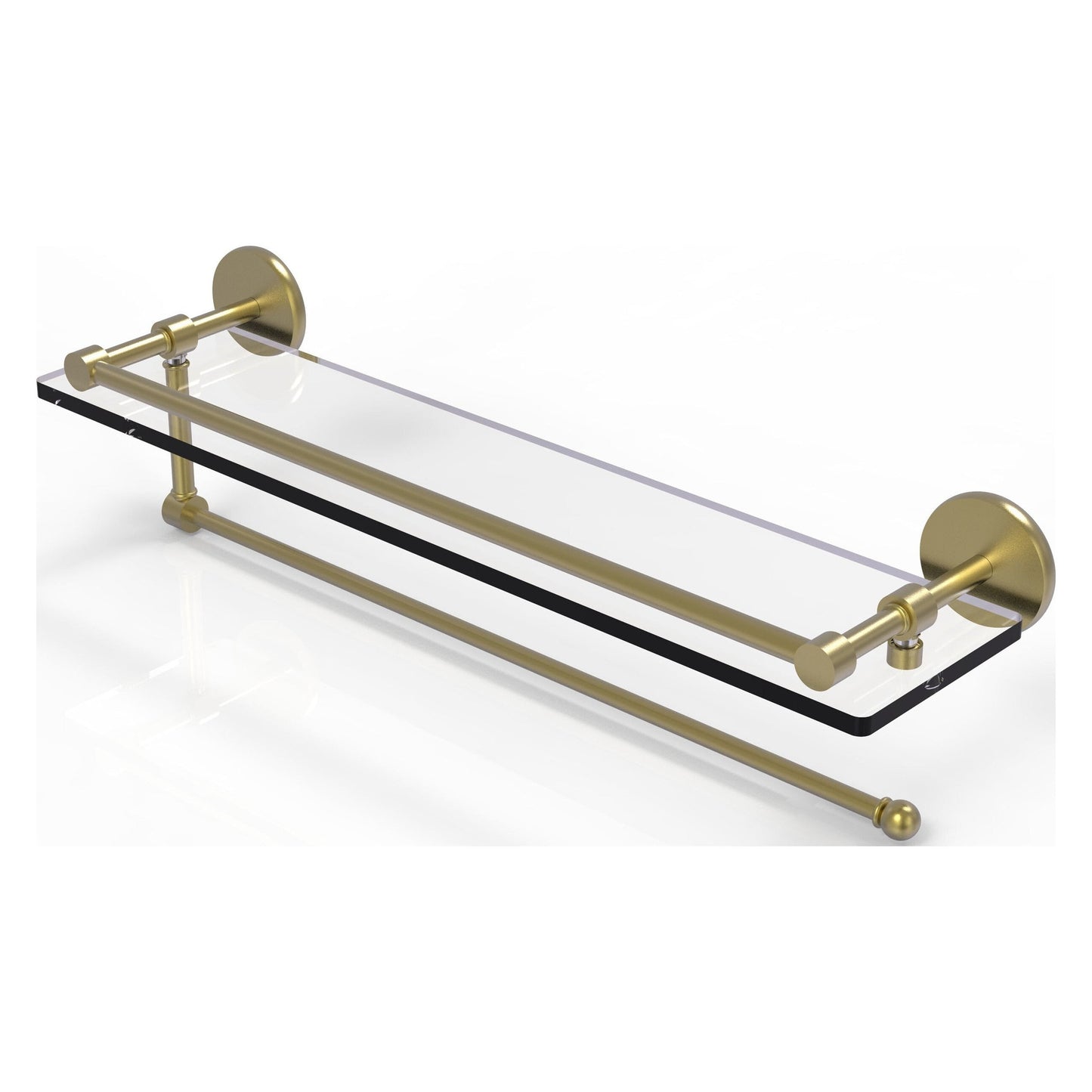 Allied Brass Prestige Skyline 22" x 5" Satin Brass Solid Brass Paper Towel Holder With 22" Gallery Glass Shelf