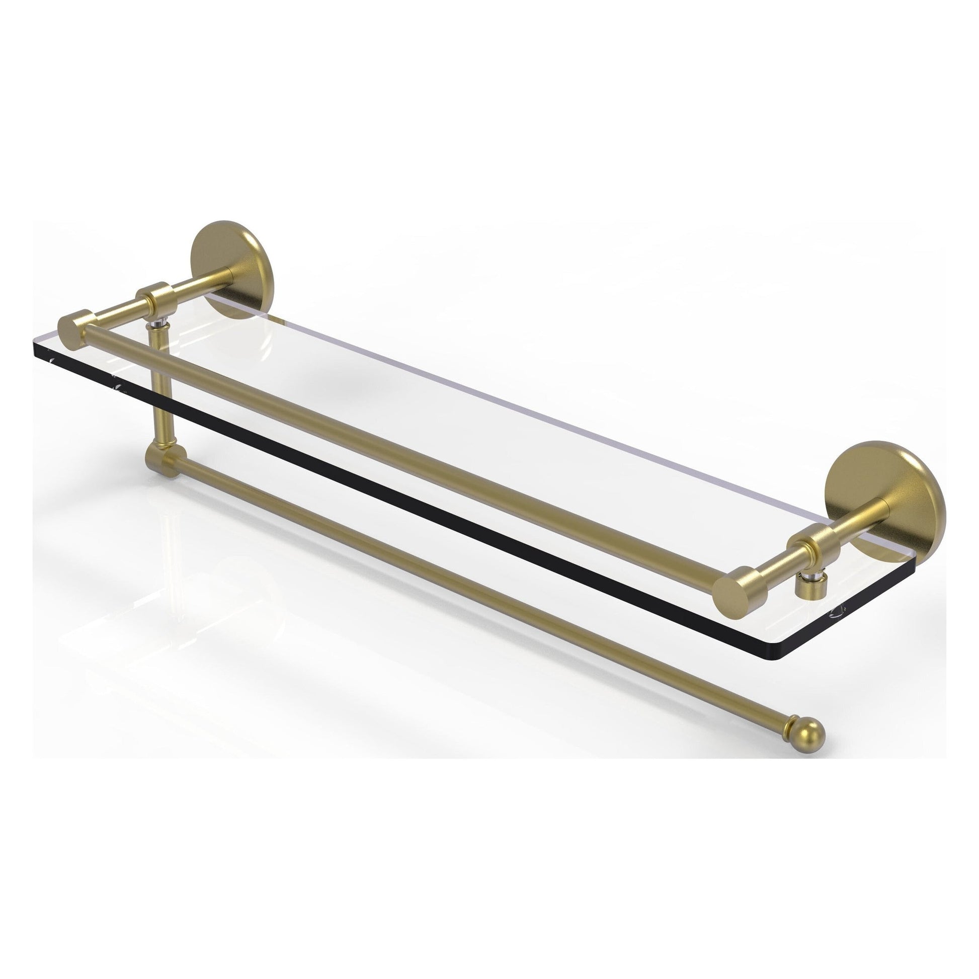 Allied Brass Prestige Skyline 22" x 5" Satin Brass Solid Brass Paper Towel Holder With 22" Gallery Glass Shelf