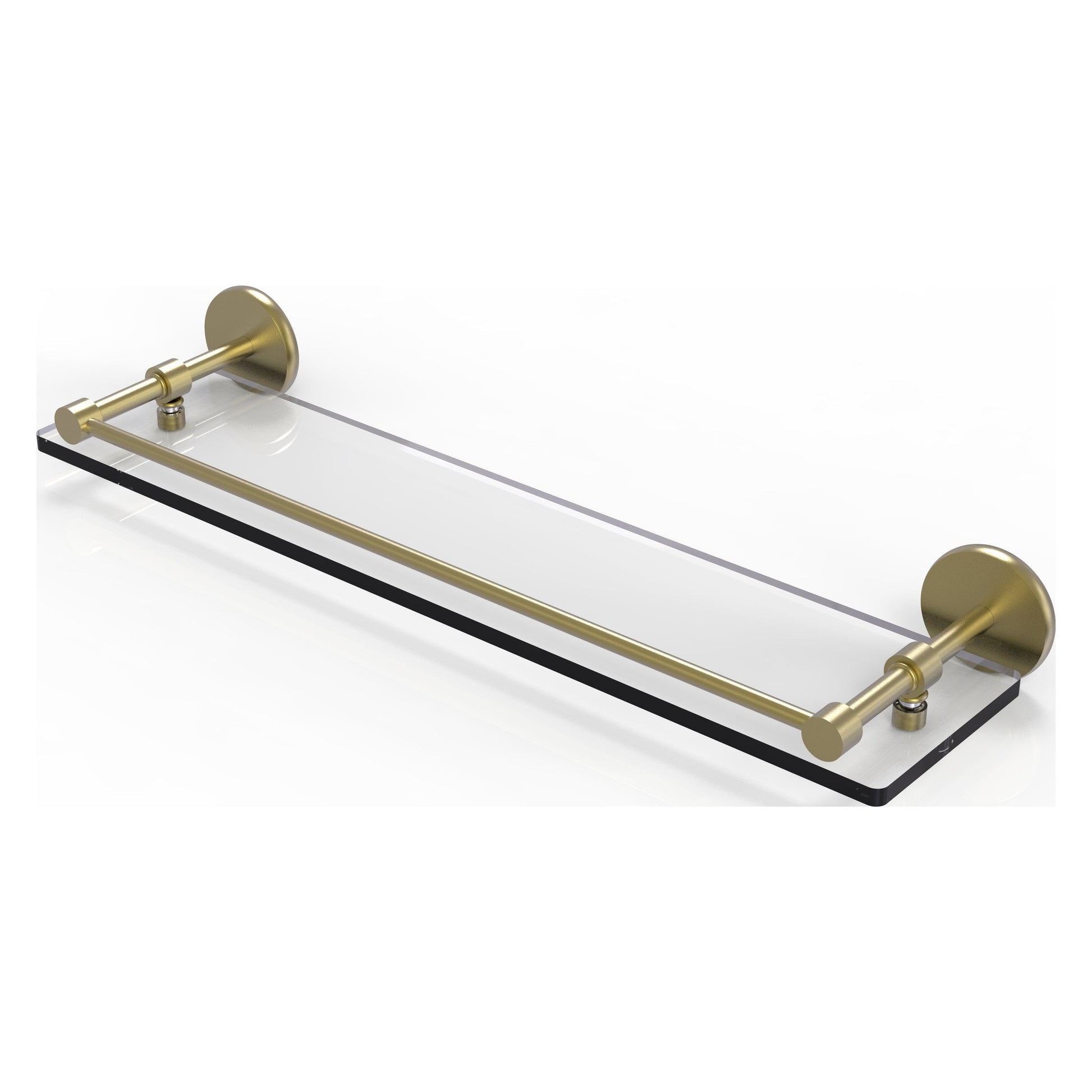 Allied Brass Prestige Skyline 22" x 5" Satin Brass Solid Brass Tempered Glass Shelf With Gallery Rail