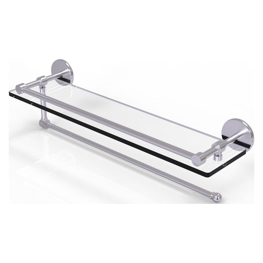 Allied Brass Prestige Skyline 22" x 5" Satin Chrome Solid Brass Paper Towel Holder With 22" Gallery Glass Shelf