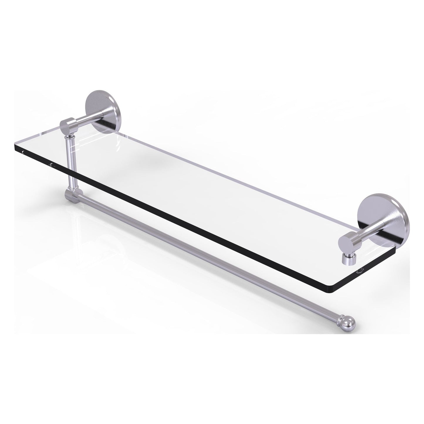 Allied Brass Prestige Skyline 22" x 5" Satin Chrome Solid Brass Paper Towel Holder With 22" Glass Shelf