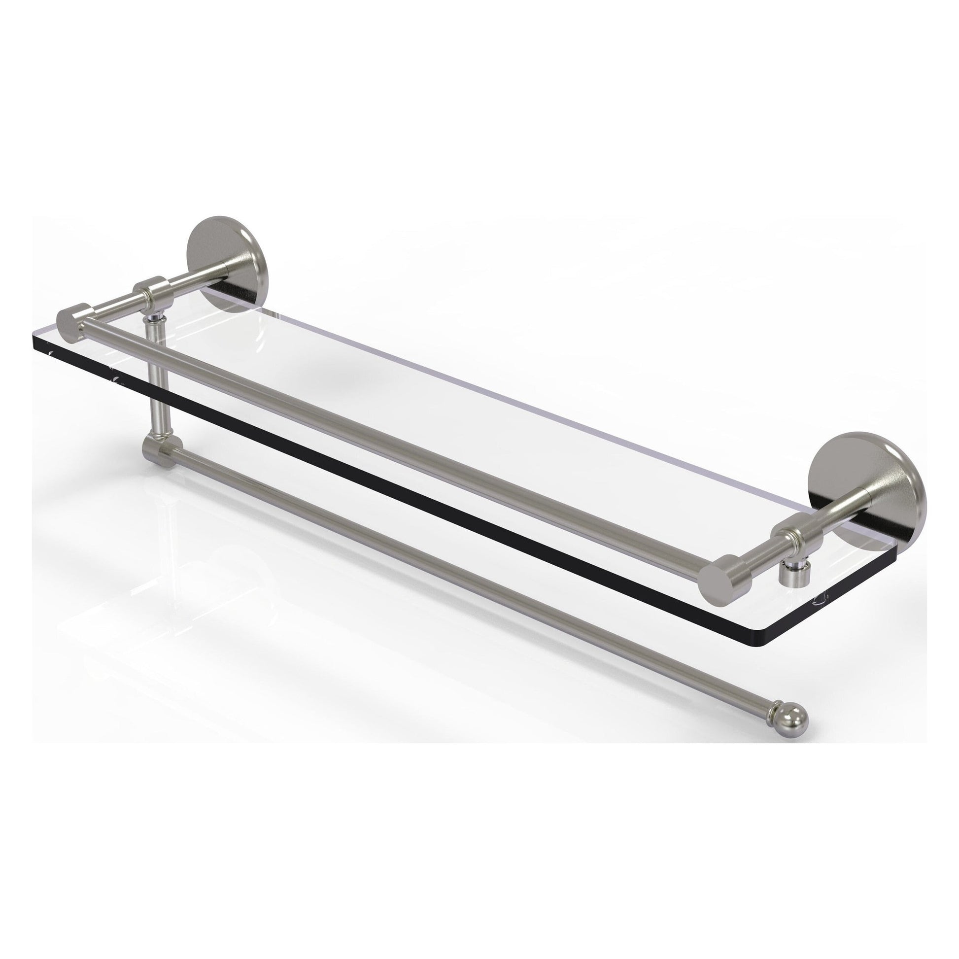 Allied Brass Prestige Skyline 22" x 5" Satin Nickel Solid Brass Paper Towel Holder With 22" Gallery Glass Shelf