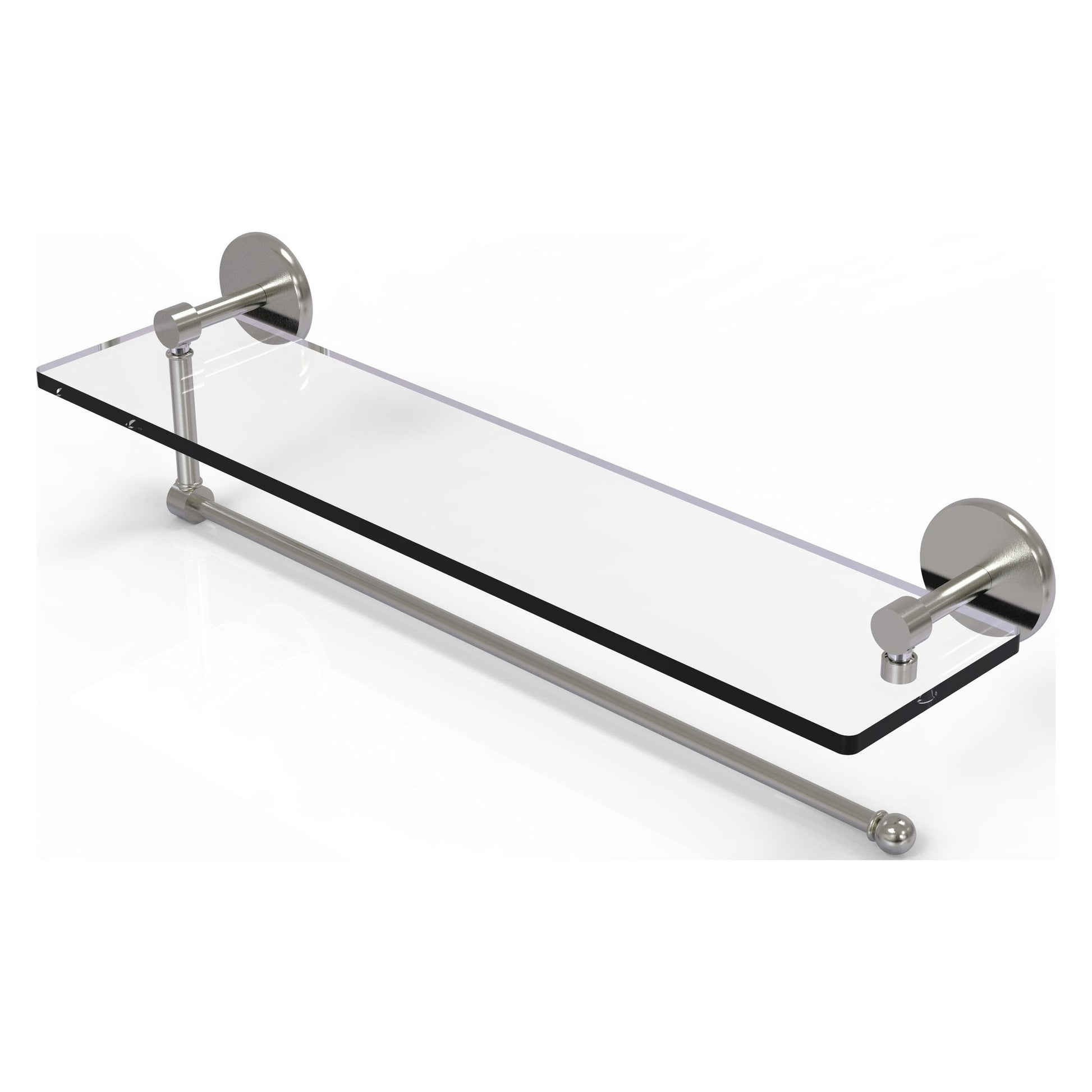 Allied Brass Prestige Skyline 22" x 5" Satin Nickel Solid Brass Paper Towel Holder With 22" Glass Shelf