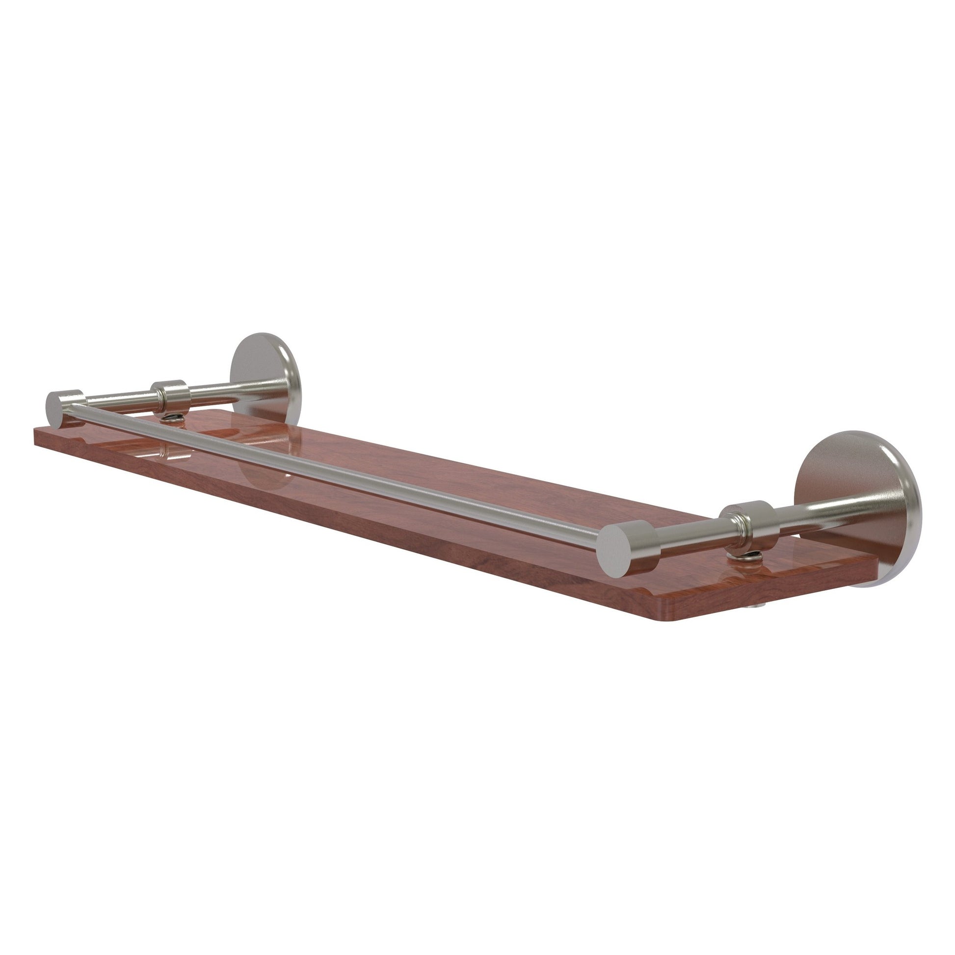 Allied Brass Prestige Skyline 22" x 5" Satin Nickel Solid Brass Solid IPE Ironwood Shelf With Gallery Rail