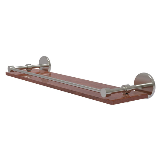 Allied Brass Prestige Skyline 22" x 5" Satin Nickel Solid Brass Solid IPE Ironwood Shelf With Gallery Rail