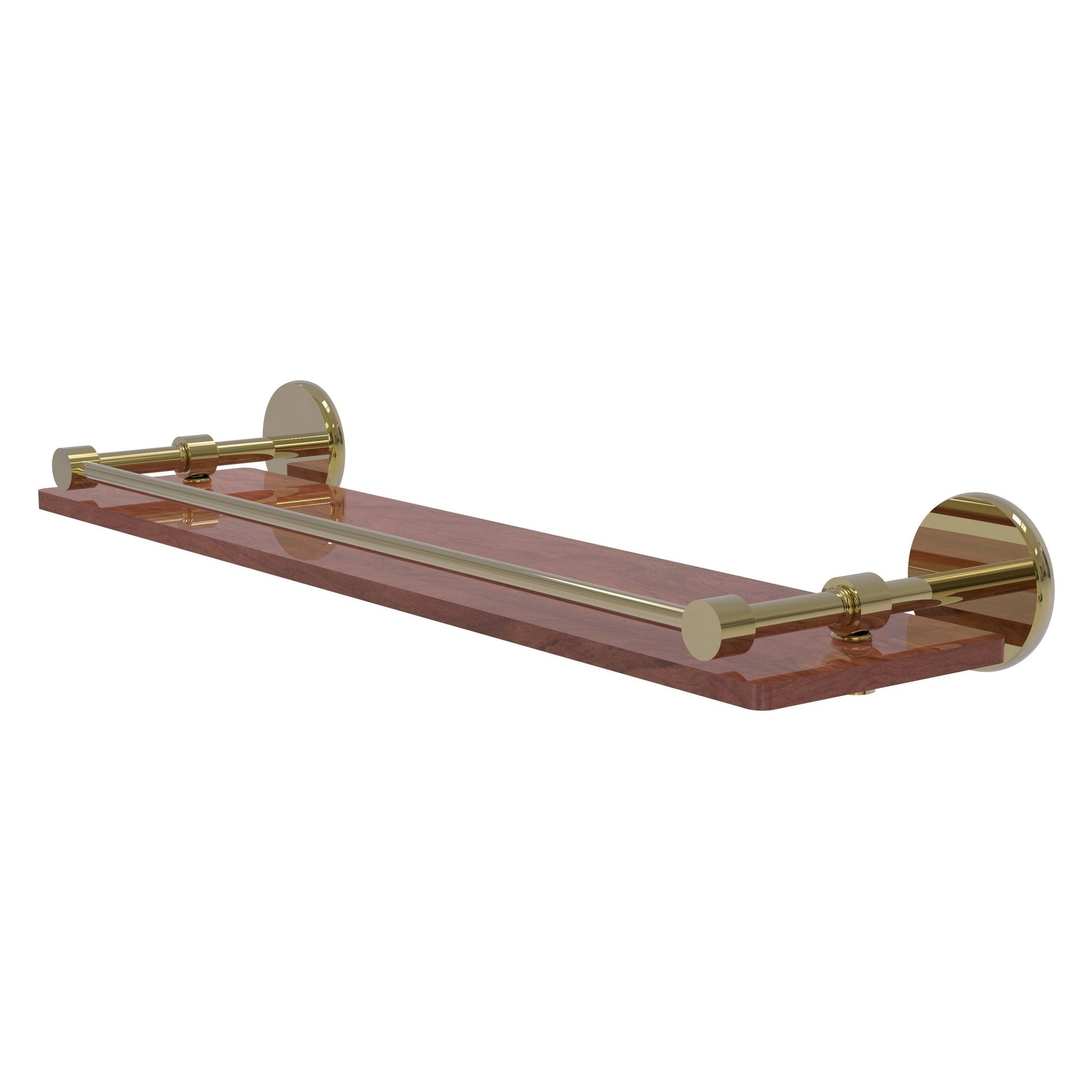 Allied Brass Prestige Skyline 22" x 5" Unlacquered Brass Solid Brass Solid IPE Ironwood Shelf With Gallery Rail